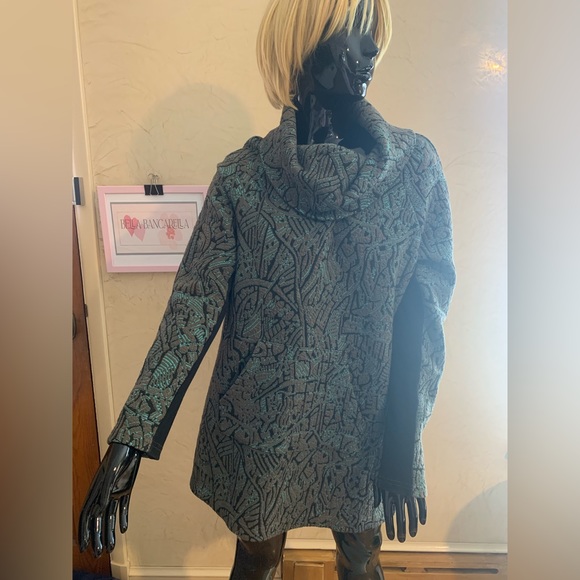 TONIA DEBELLIS  CowlNeck LongTunic Stylepullover jacket blue/brown/black… - Picture 2 of 11